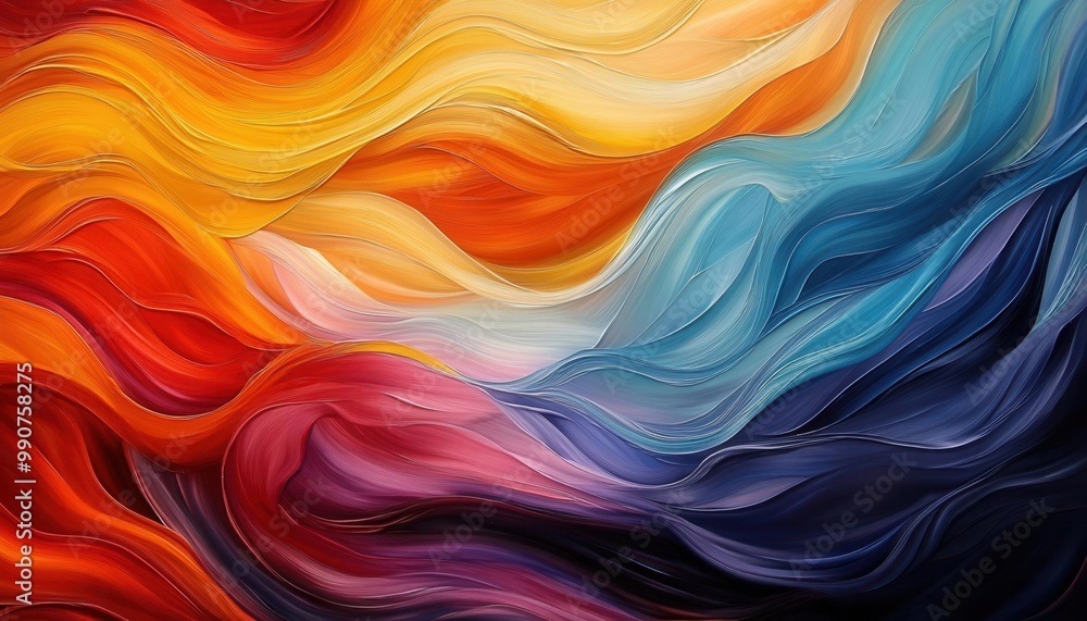 Fototapeta premium Colorful, vivid depiction, bold tones and textures representing movement. [colorful, vivid, depict],