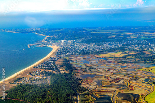 atlantic ocean in loire atlantic and loire river saint nazaire estuary aerial view photo