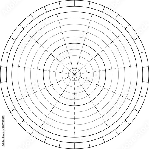 Vector wheel of life analysis diagram infographic, coaching tool. Round diagram with concentric circles from eleven sectors