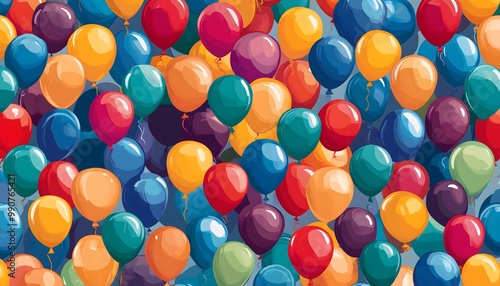 An illustration of a seamless pattern of colorful balloons