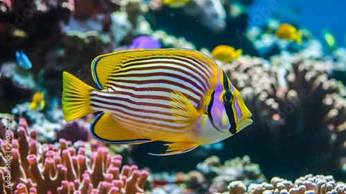 Colorful Striped Fish in Coral Reef photo