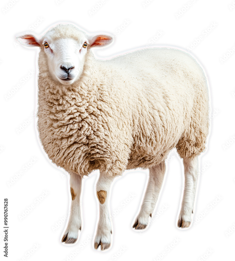 White sheep standing on a black background. Animal, farm, wool, livestock, domestic animal, nature White sheep standing on a black background. Animal, farm, wool, livestock, domestic animal, nature