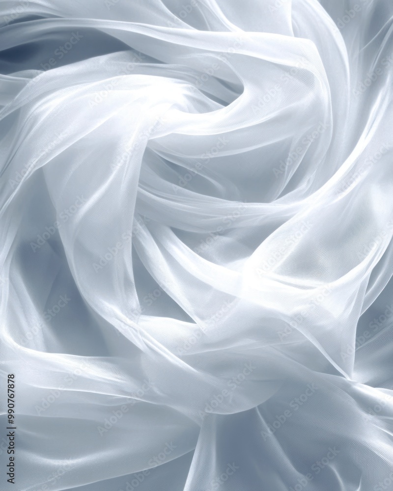 A flowing, translucent fabric creating a soft and ethereal appearance. A flowing, translucent fabric creating a soft and ethereal appearance.