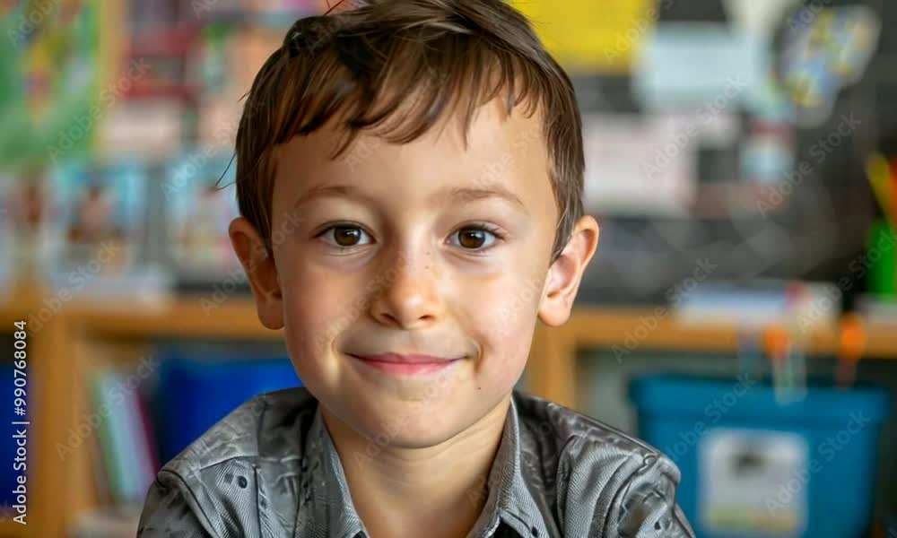 Portrait of a Caucasian boy at school desk Portrait of a Caucasian boy at school desk