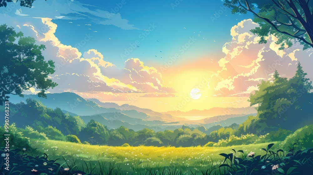 Obraz premium Green grass and bright sun