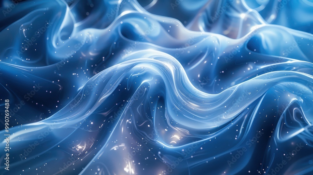 Layered textures of blue waves add depth and richness to the design, creating visual intrigue Layered textures of blue waves add depth and richness to the design, creating visual intrigue