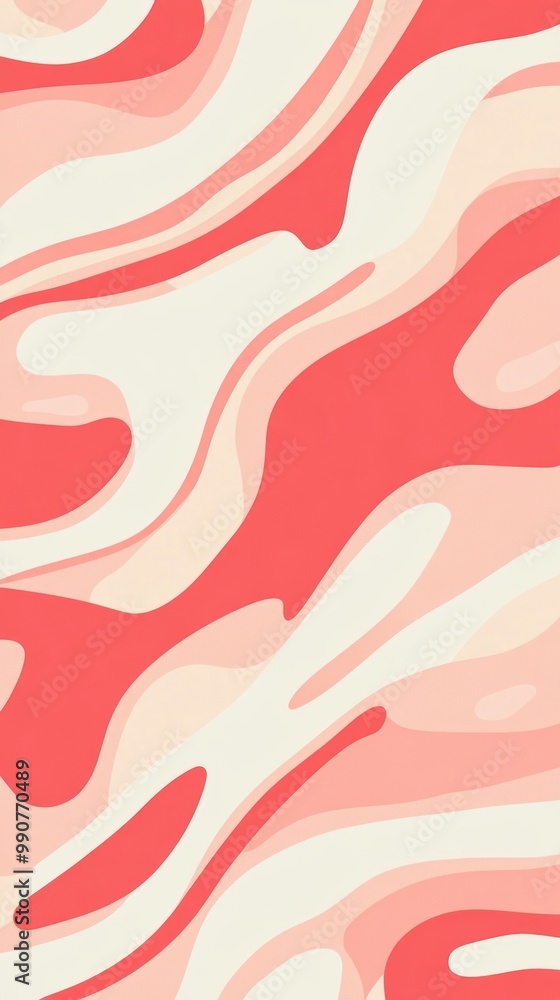 Naklejka premium Abstract wavy pattern in shades of coral and cream.