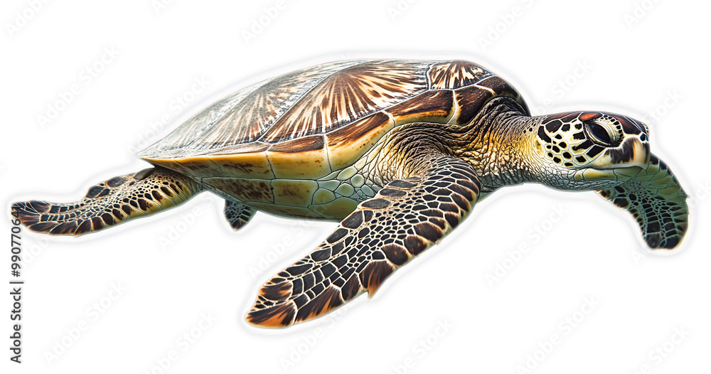 Fototapeta premium Green sea turtle swimming in the ocean, underwater photography
