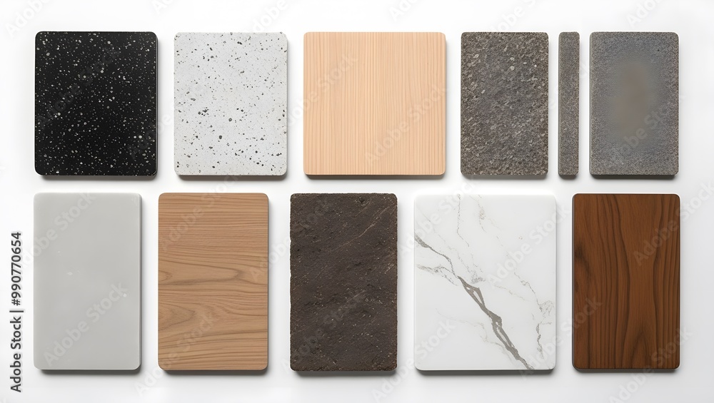 Fototapeta premium Texture Samples: Wood, Stone, Marble, and Concrete