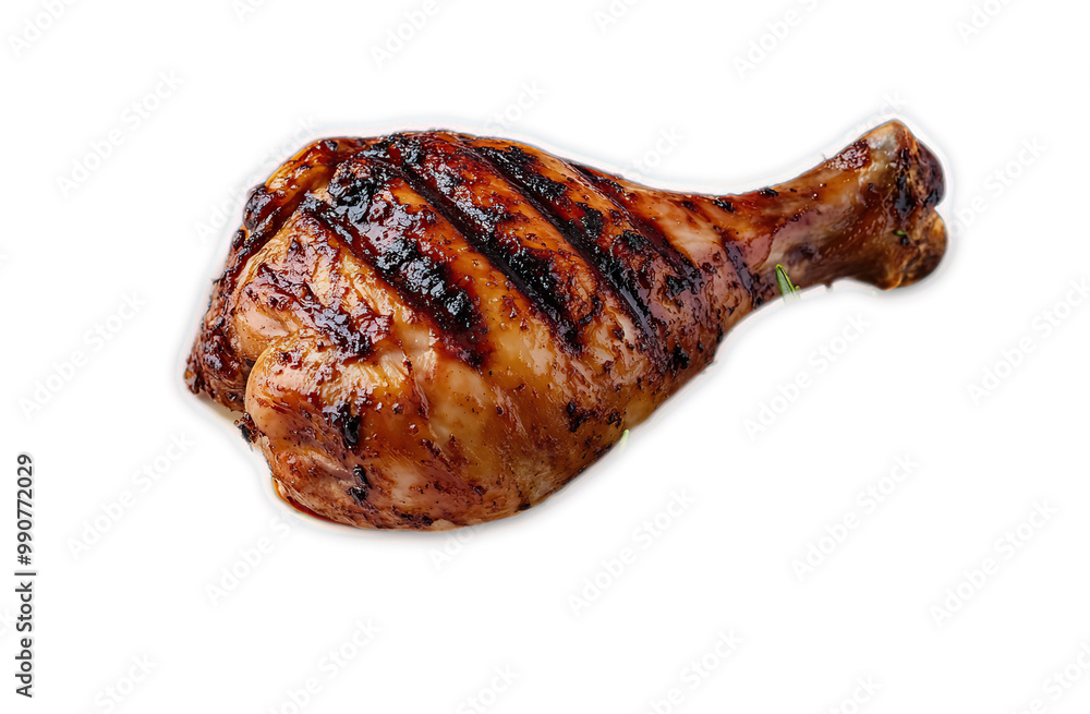 Grilled chicken drumstick isolated on black background Grilled chicken drumstick isolated on black background