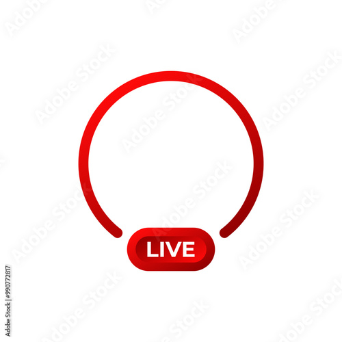 Red live broadcast logo. Video stream online icon.