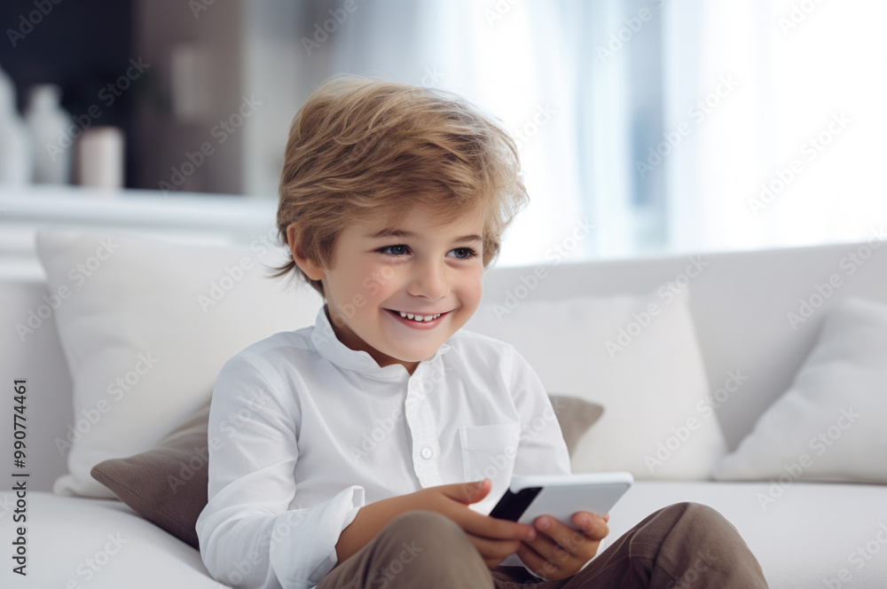 little kid using a smartphone at home concept little kid using a smartphone at home concept