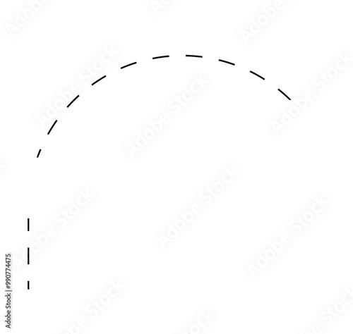 Black dotted curved line with minimalist style on a white background. Ideal for design simplicity, geometric shapes, abstract art, modern decor, and educational purposes. Simple and clean style.
