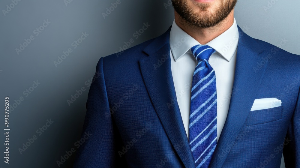 Confident Businessman in Tailored Suit and Tie Confident Businessman in Tailored Suit and Tie