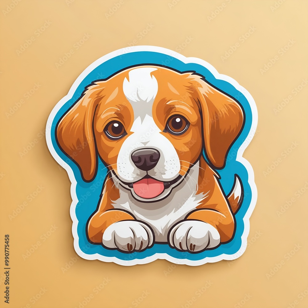 Adorable puppy illustration with a happy expression on a vibrant blue background
Adorable puppy illustration with a happy expression on a vibrant blue background