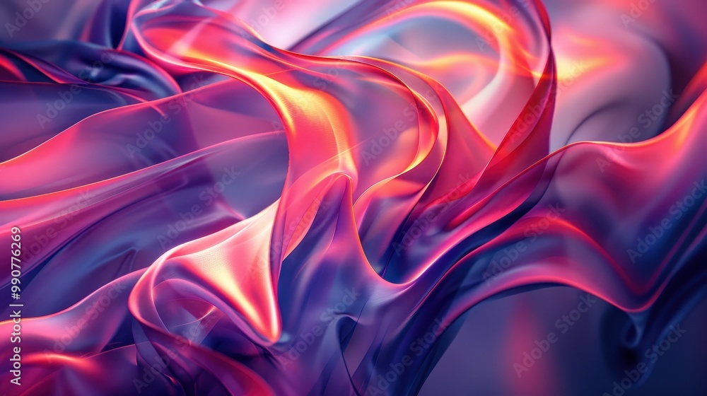 Obraz premium The combination of purple and orange in the form of waves on the background creates a mood of freshness and optimism, ideal for modern designs