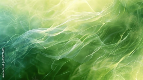 An abstract background where soft shades of green blend smoothly with each other, creating a foggy effect that resembles soft waves of smoke