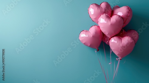 Pink hearts on a blue background give a feeling of lightness and romance. Free space allows you to add personal words or greetings