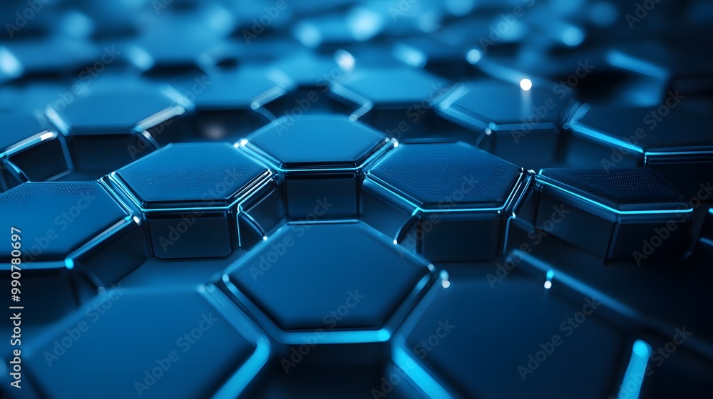 Abstract Blue Hexagon Pattern with Glowing Edges Abstract Blue Hexagon Pattern with Glowing Edges