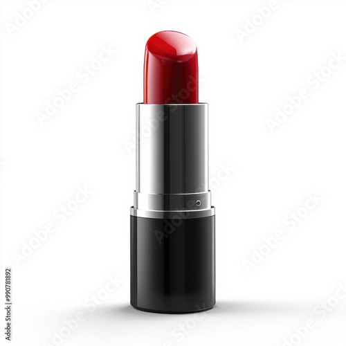 Glossy Red Lipstick on White Background