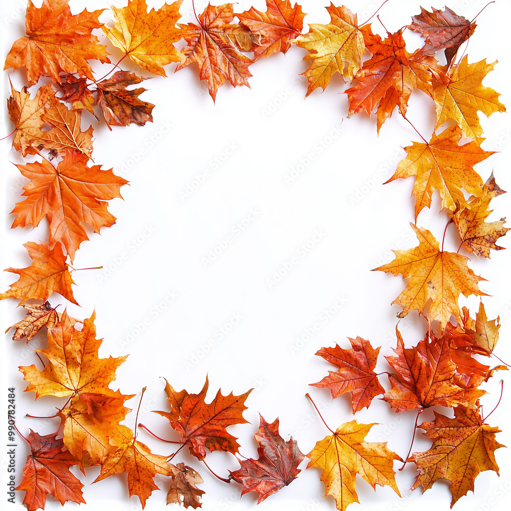 Autumn leaves isolated on white background. Flat lay, top view Autumn leaves isolated on white background. Flat lay, top view
