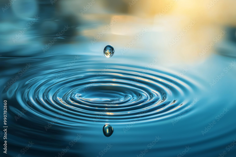 A close-up image of a water droplet creating ripples on the surface of a calm body of water, evoking tranquility. A close-up image of a water droplet creating ripples on the surface of a calm body of water, evoking tranquility.