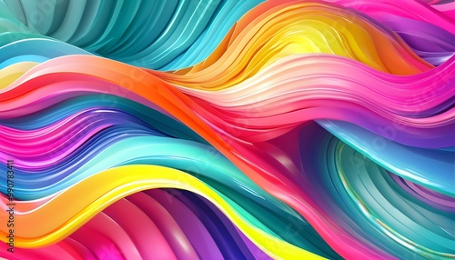 Vibrant Flowing Waves in Abstract Colorful Artistry