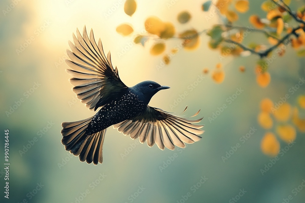 Bird in Flight at Sunrise Bird in Flight at Sunrise