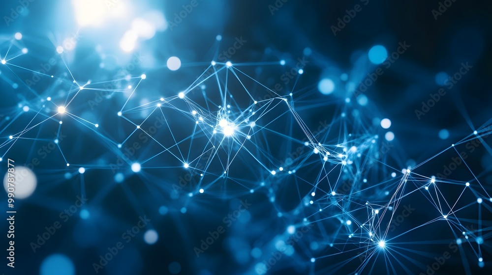Abstract blue digital network with glowing nodes and lines Abstract blue digital network with glowing nodes and lines