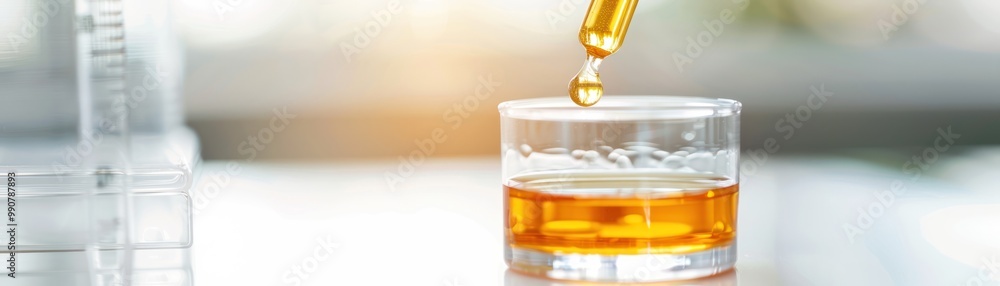 Person making bee product extracts in a home lab. Person making bee product extracts in a home lab.