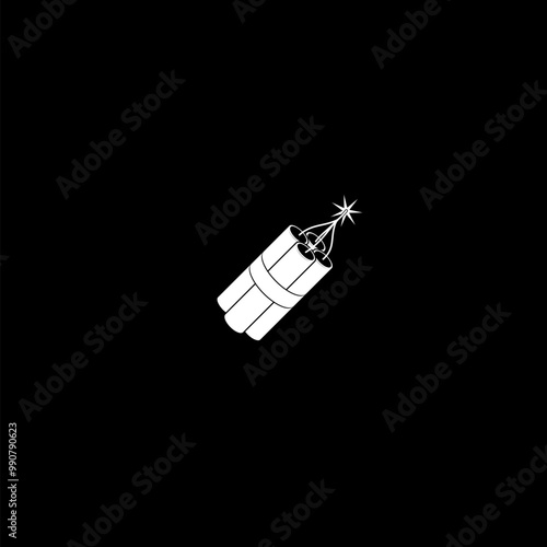 Detonate dynamite bomb stick icon isolated on dark background