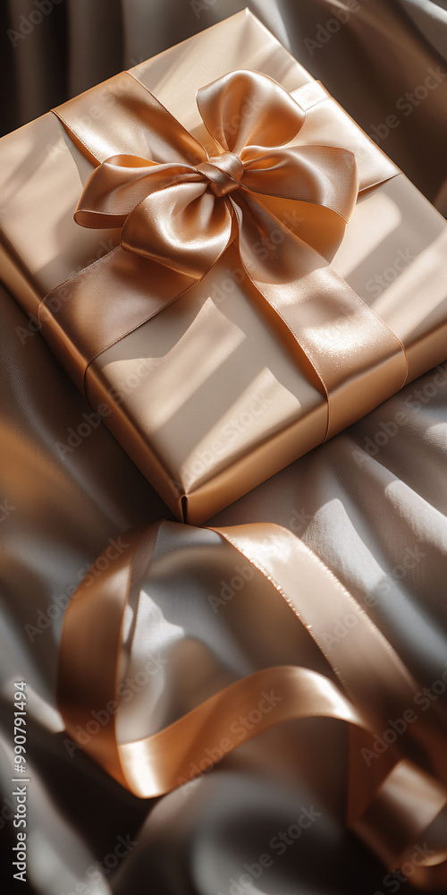 Champagne Gift Box with Satin Ribbon and Elegant Wrapping Champagne Gift Box with Satin Ribbon and Elegant Wrapping