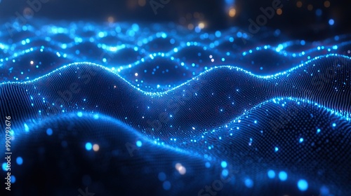 A tech-themed digital background featuring blue abstract binary lines, ideal for technology concepts.