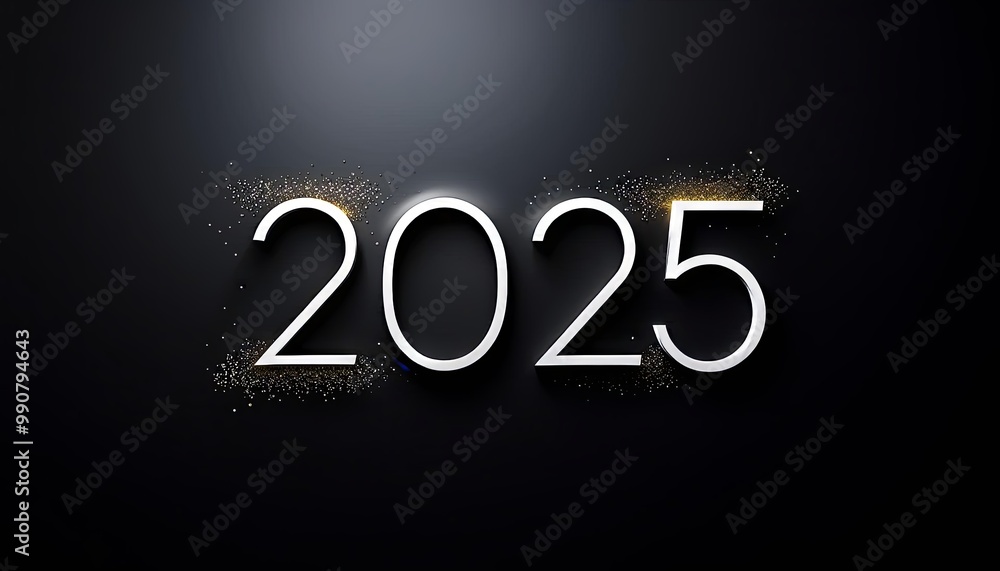 2025 New Year text sparkling against a dark background, perfect for celebration banners 2025 New Year text sparkling against a dark background, perfect for celebration banners