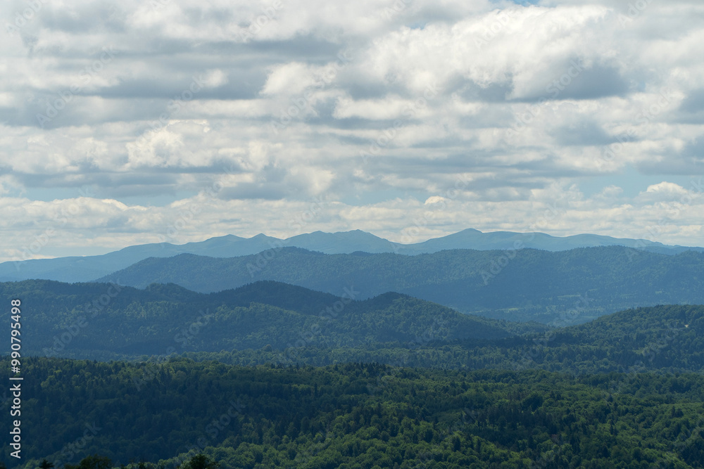 Fototapeta premium Panorama z wieży widokowej na Holicy Bieszczady 