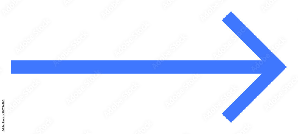 Blue arrow pointing to the right, on a white background. Ideal for navigation, direction, guidance, instruction, and movement themes. Simple vector design in a minimalist style. Blue arrow pointing to the right, on a white background. Ideal for navigation, direction, guidance, instruction, and movement themes. Simple vector design in a minimalist style.