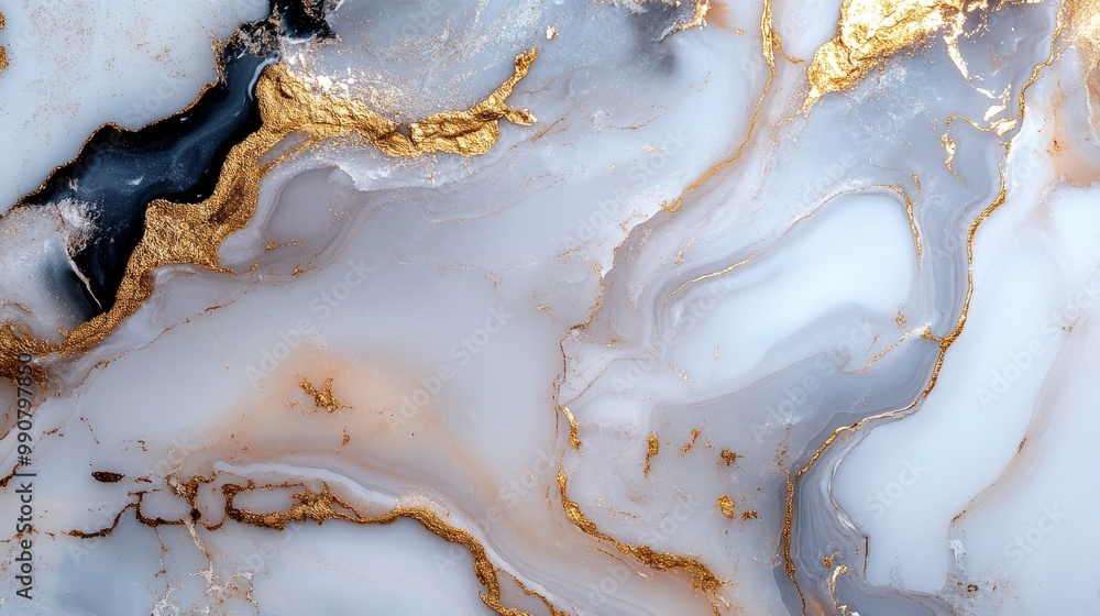 Abstract marble pattern featuring luxurious swirls of gold and bluish tones, ideal for high-end design projects and creating a sense of elegance and richness. Abstract marble pattern featuring luxurious swirls of gold and bluish tones, ideal for high-end design projects and creating a sense of elegance and richness.