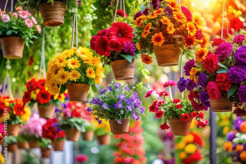 Colorful hanging flowers PNG for floral design, decoration, and creative project backgrounds. Perfect for enhancing visuals and adding a touch of nature to any artwork.