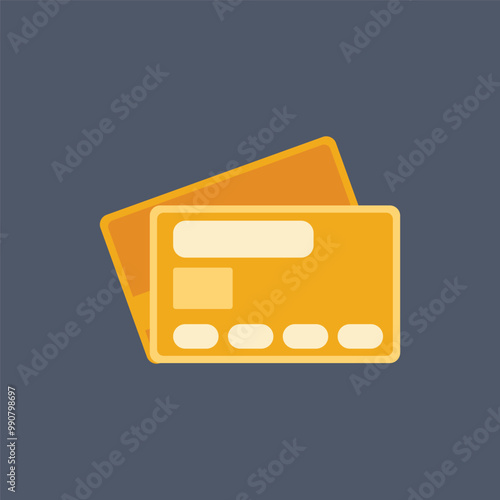 yellow credit card in flat vector design.