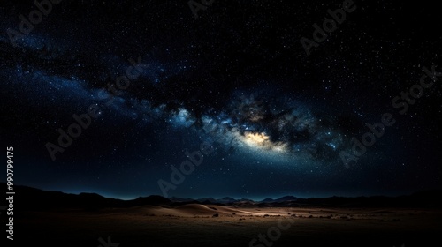 Wallpaper Mural The Milky Way Galaxy casts a mesmerizing star-filled night sky over rolling sand dunes in the desert, creating a breathtaking view of the cosmos and vastness of space. Torontodigital.ca