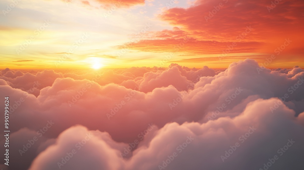 Serene Sunset Above Billowing Cumulus Clouds Serene Sunset Above Billowing Cumulus Clouds