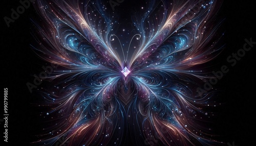 Wallpaper Mural Glowing blue fractal explosion with star-like patterns against a black background, perfect for digital art or holiday designs Torontodigital.ca