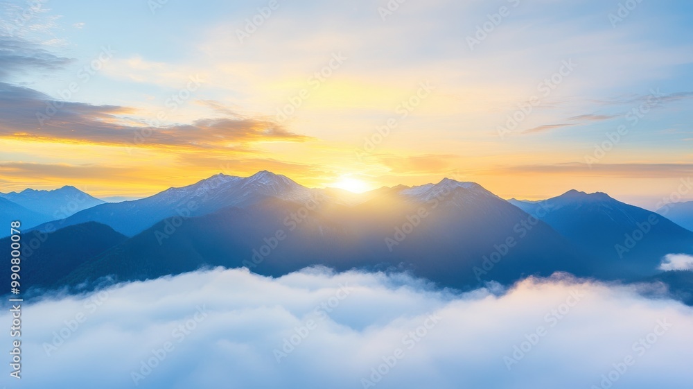Fototapeta premium Mountain Ranges in Golden Light at Sunrise