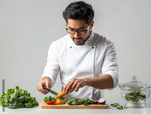 chef person with too many vegetables