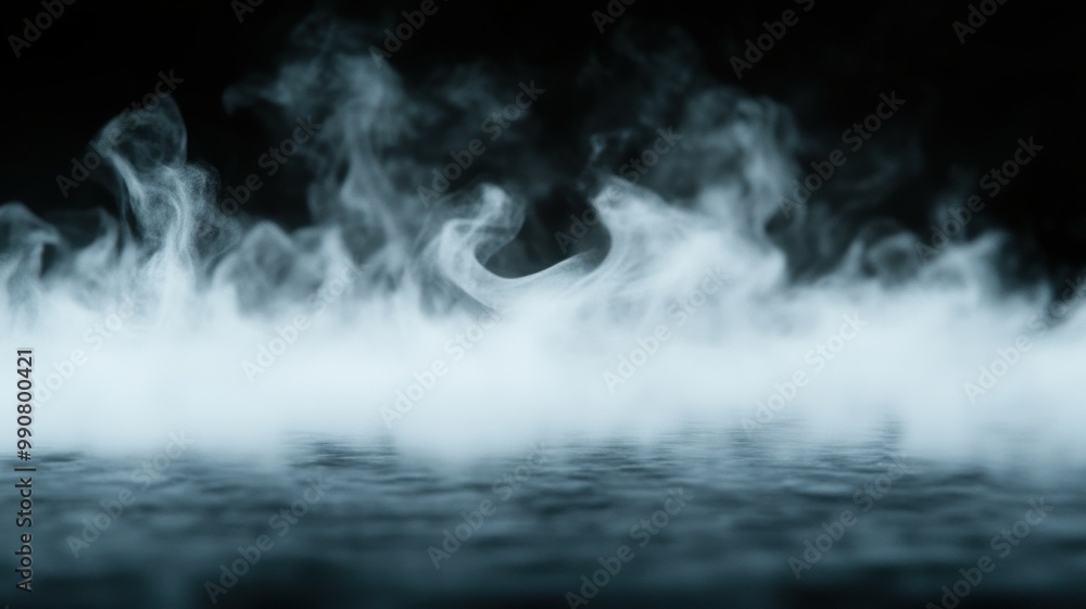 Gentle Wisps of Dry Ice Fog Drifting in Darkness Gentle Wisps of Dry Ice Fog Drifting in Darkness
