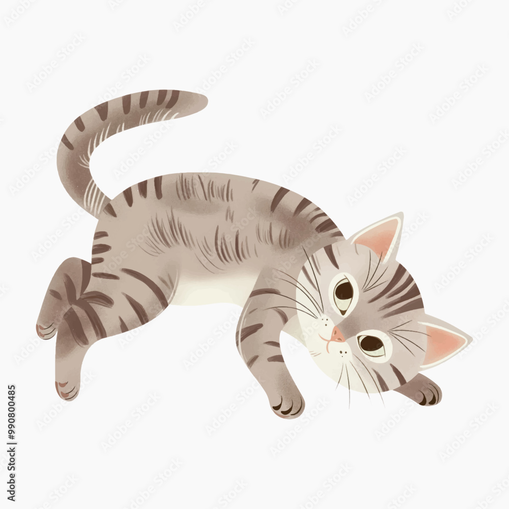 Fototapeta premium Cute playful cartoon cat