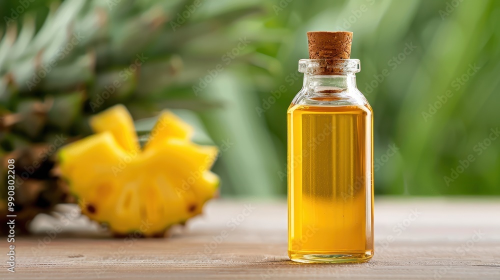 Closeup of a bottle of bromelain extract.