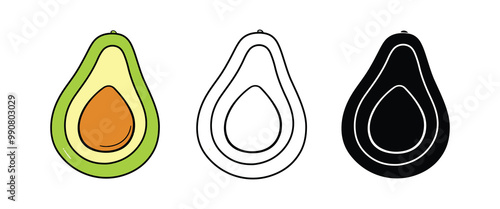 vector of silhouette, illustration and silhouette of avocado