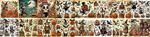 Halloween cartoon vintage illustration. AI generated illustration