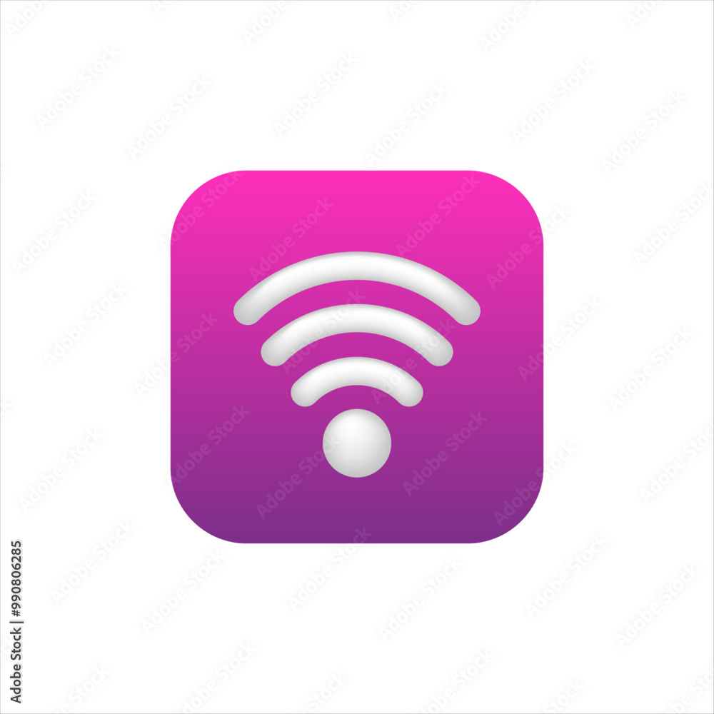 Logo of wifi for smart phone application. Icon for internet in purple color. Symbol of online connection. Logo of wifi for smart phone application. Icon for internet in purple color. Symbol of online connection.